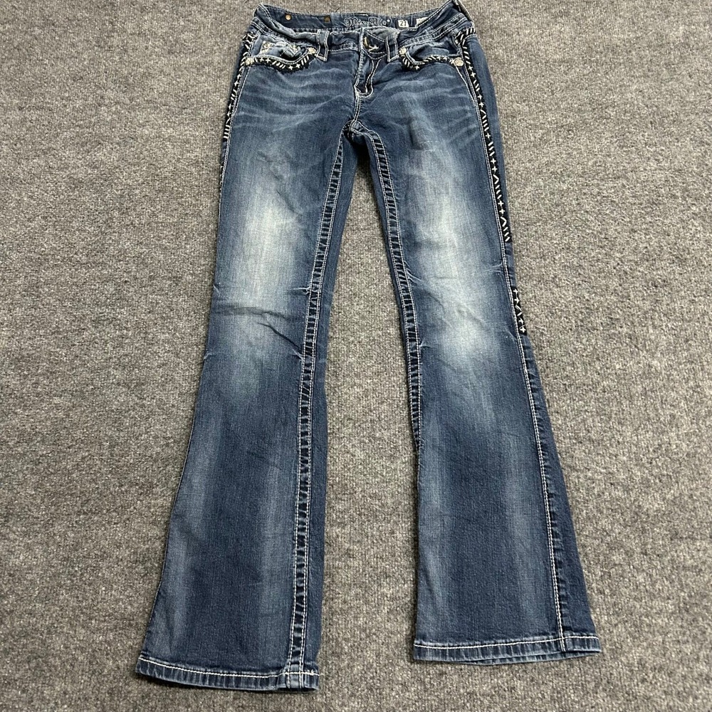Miss Me Jeans Womens Size 27 Blue JE8022BR Bootcut Embellished Y2K Western Denim